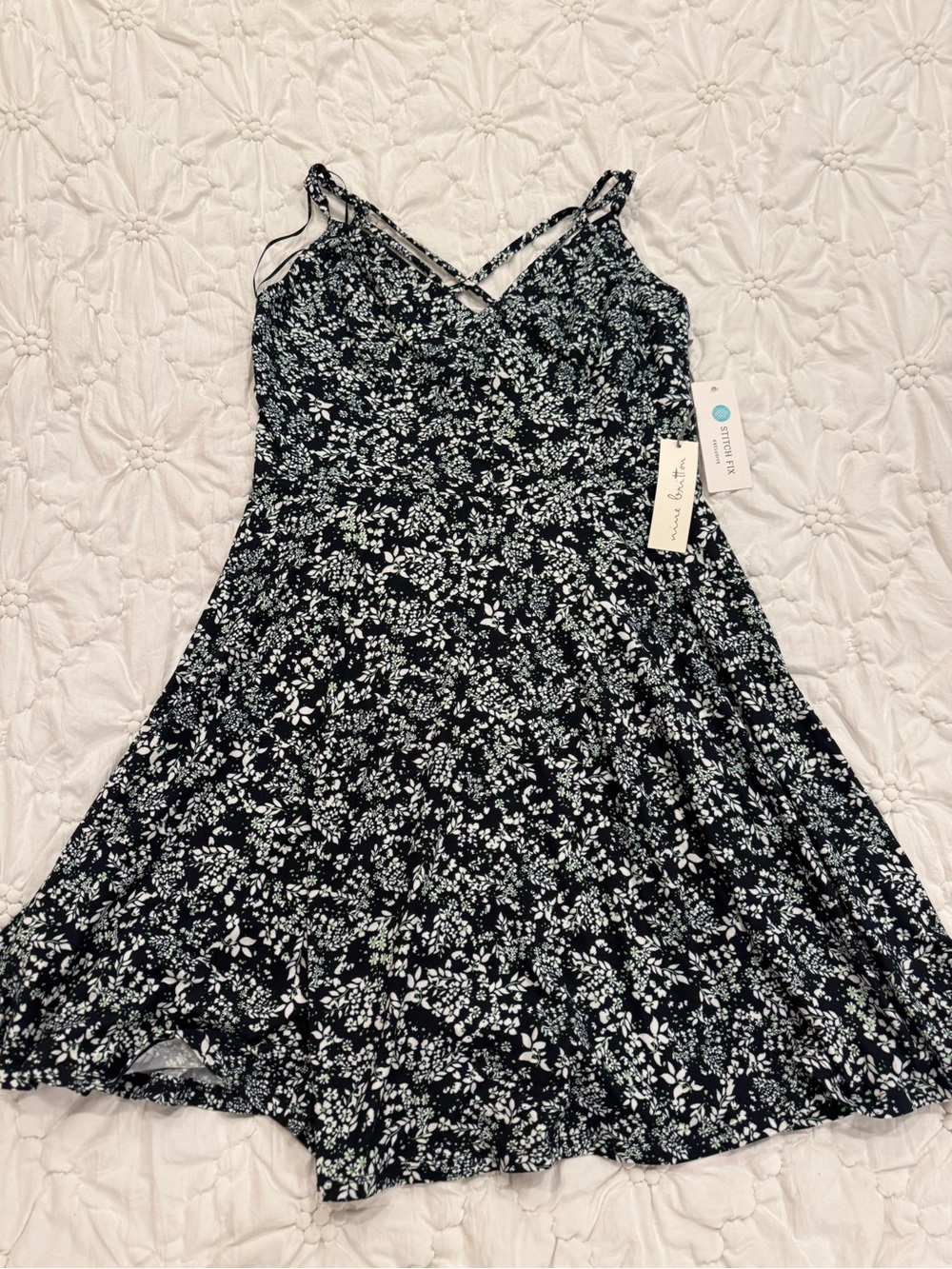 nine britton Black Floral A-Line Slip Dress